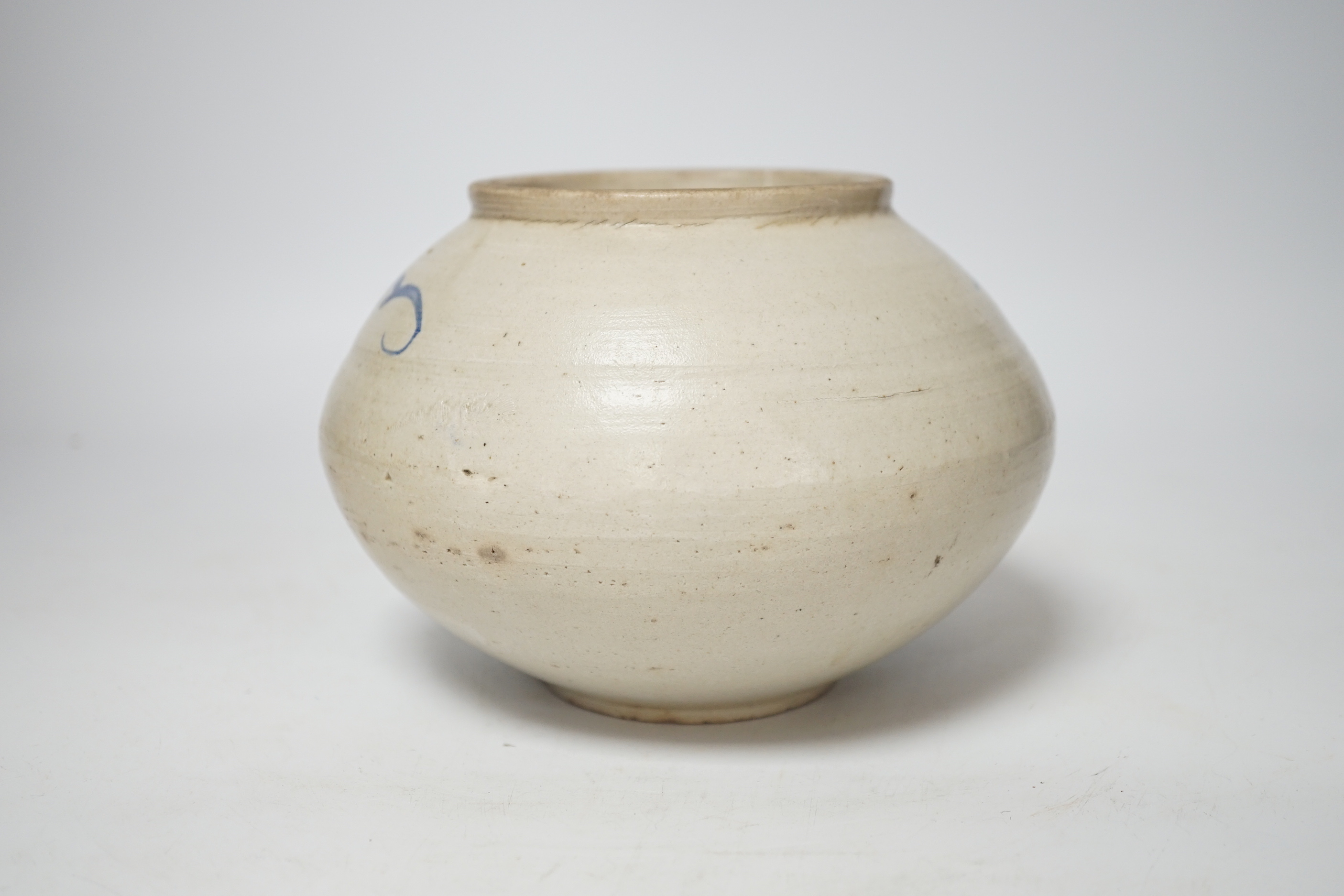 A 19th century Korean blue and white jar, 13cm high